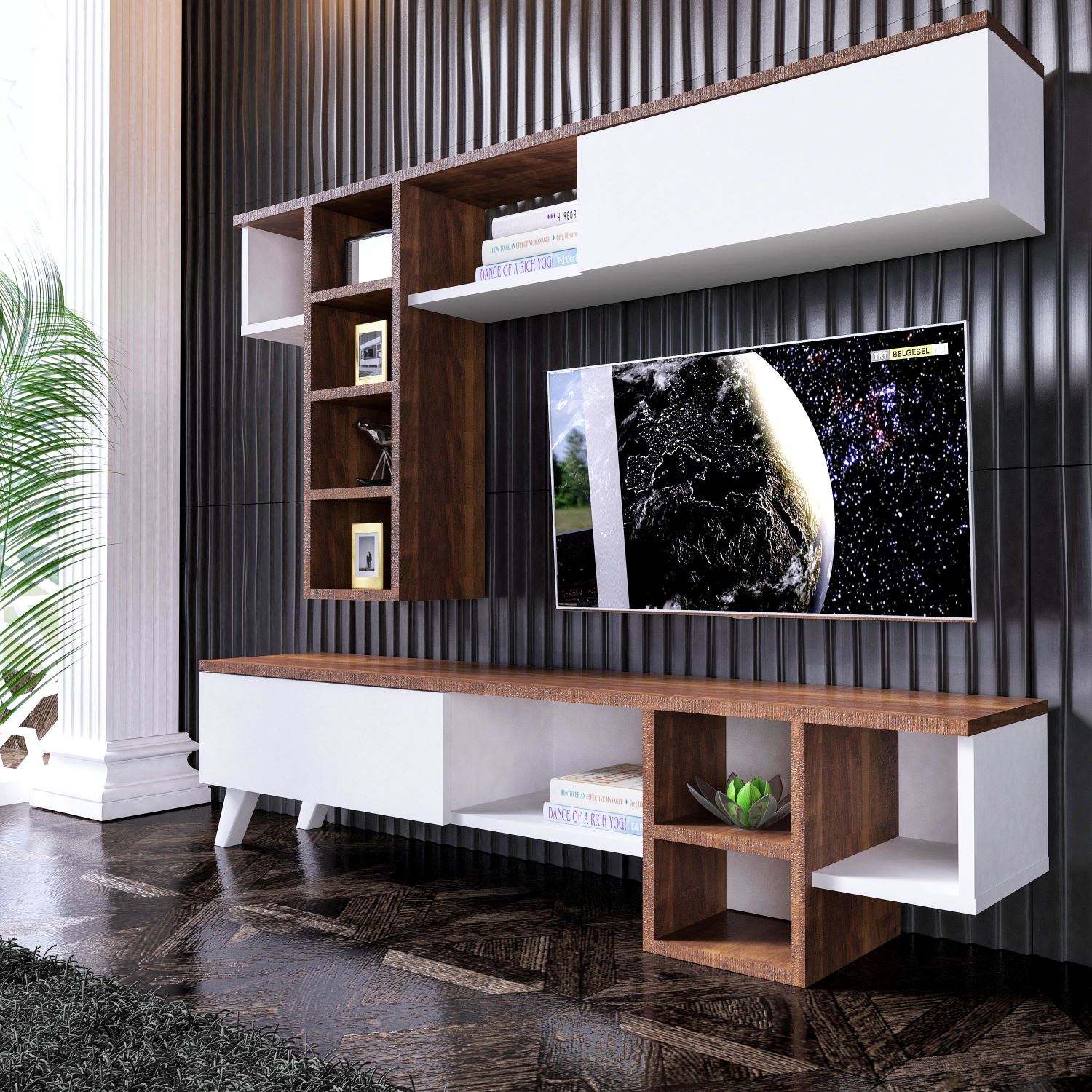 Romeo Beyaz Ceviz Tv Ünitesi