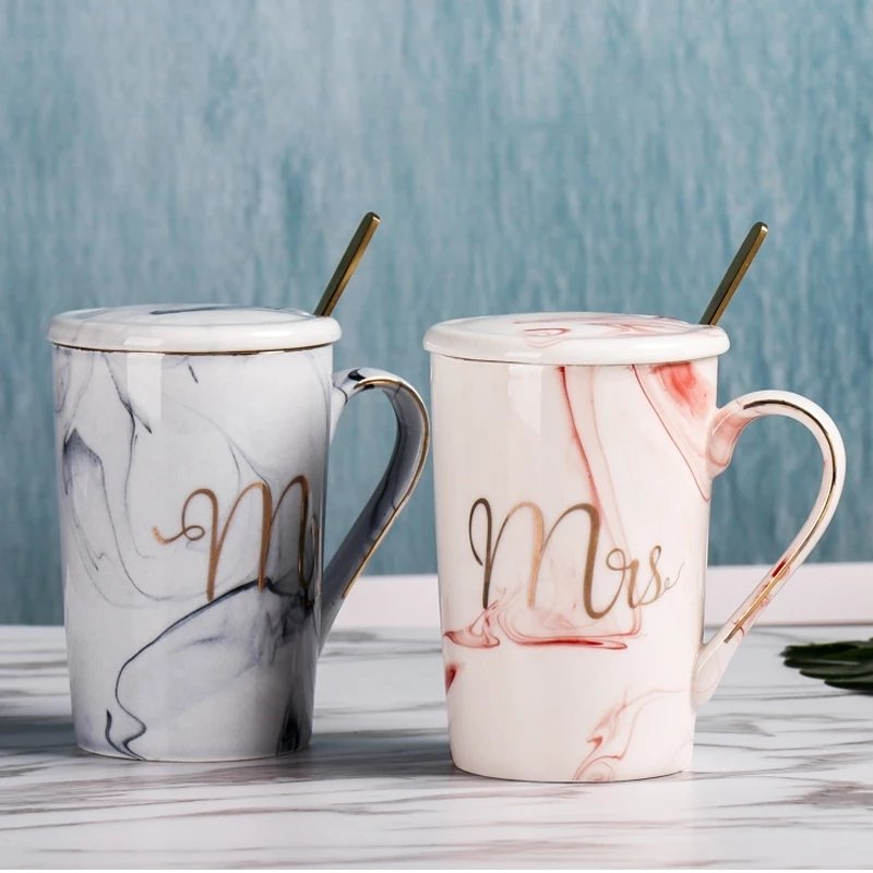 Mr&Mrs Porselen Kaşıklı Kupa