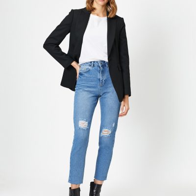 Dar Kesim Mom Jean Pantolon İndigo