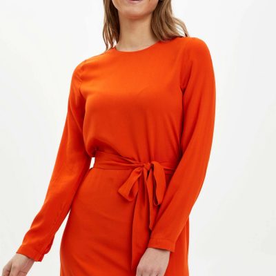 Desenli Regular Fit Dokuma Elbise-