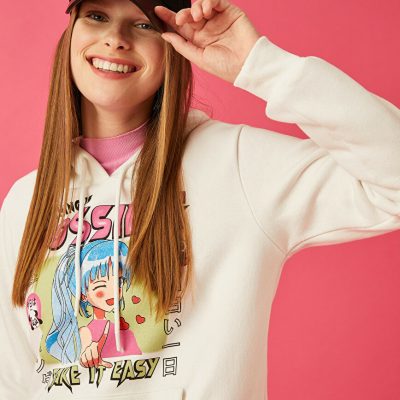 Baskılı Kapüşonlu Sweatshirt