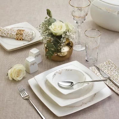 Emsan Fine Bone Lorella Gold 61 Parça 12 Kişilik Yemek Takımı