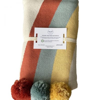 Rain-Pompom Triko Battaniye - Gökkuşağı