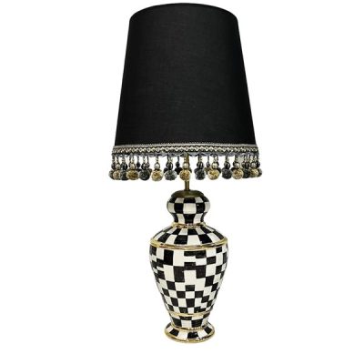 Damalı Siyah Abajur