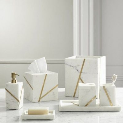 Aren Altın Desenli Mermer Sabunluk Seti