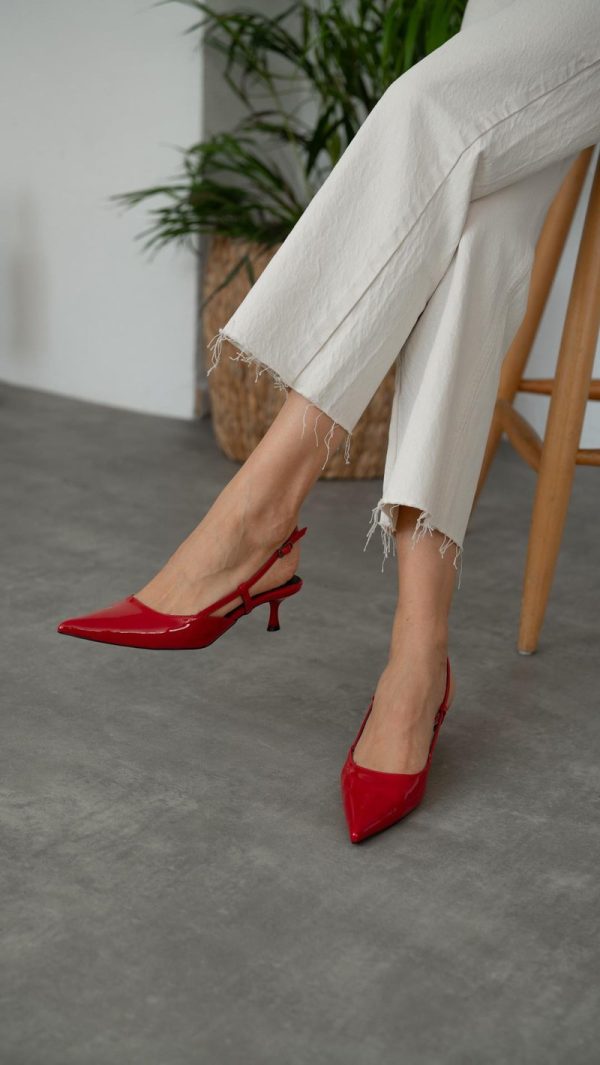 Terry Kırmızı Rugan Topuklu Ayakkabı