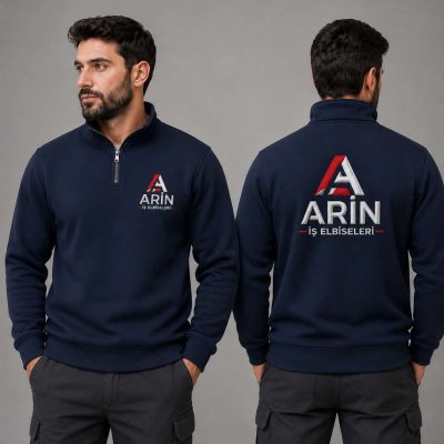 Dik Yaka Yarım Fermuarlı Sweat